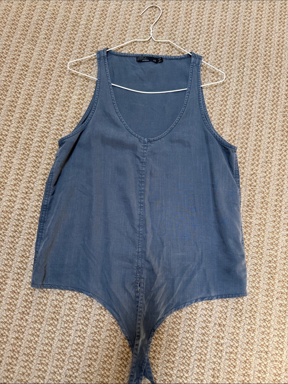 Prana Slate Blue Scoop Neck Tank Bodysuit